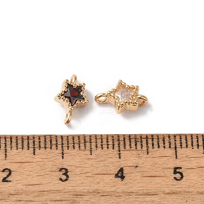 Brass Pave Glass Connector Charms KK-C062-027G-1