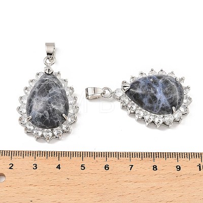 Natural Sodalite & Rhinestone Pendants G-K338-31P-02-1