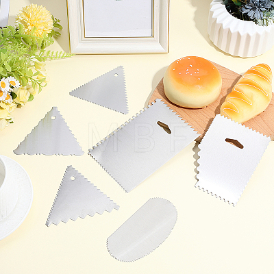 6Pcs Cake Cream 430 Stainless Steel Scraper AJEW-WH0410-142-1