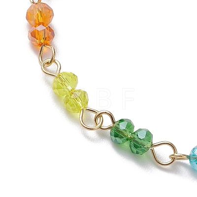 7 Chakra Faceted Glass & 3mm Round Shell Pearl Link Bracelets for Women BJEW-JB10379-1