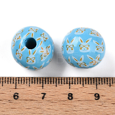 Easter Theme Printed Wood Beads WOOD-T032-22F-1