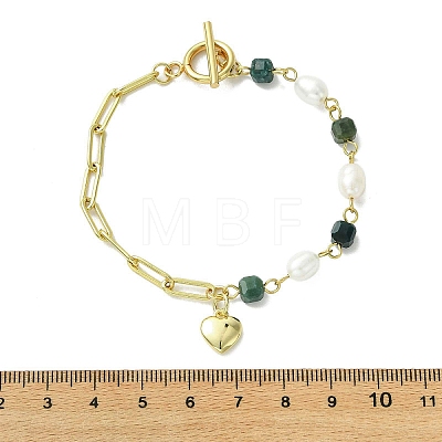 Heart Brass Charm Bracelets BJEW-JB13610-1