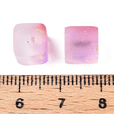 Frosted Glass Beads with Golden Glitter Powder DGLA-NH001-8mm-01J-1