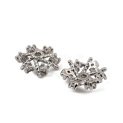 Brass Micro Pave Clear Cubic Zirconia Bead Caps KK-K374-24P-1