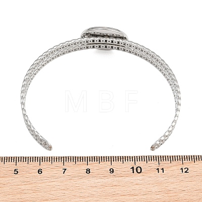 304 Stainless Steel Blank Cuff Bangle Bases with Flat Round Tray SA-CBA82C8-05C-P-1