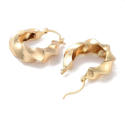 Brass Twist Rope Hoop Earrings for Women EJEW-M239-11G-1