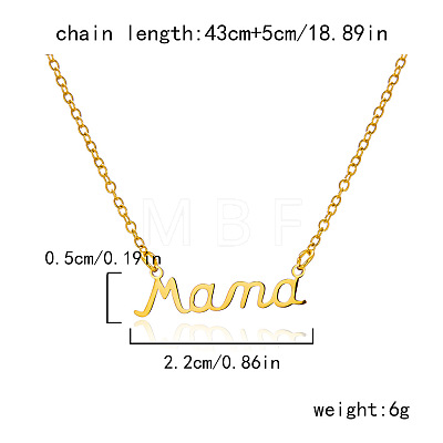 Mother's Day 304 Stainless Steel Word Mama Pendant Necklaces for Women FS-WG8A099-06-1