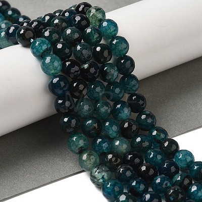 Dyed & Heated Natural Dragon Veins Agate Beads Strands G-P539-A01-28-1