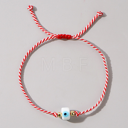 Adjustable Glass Evil Eye Braided Bead Bracelets for Men and Women PI2315-9-1