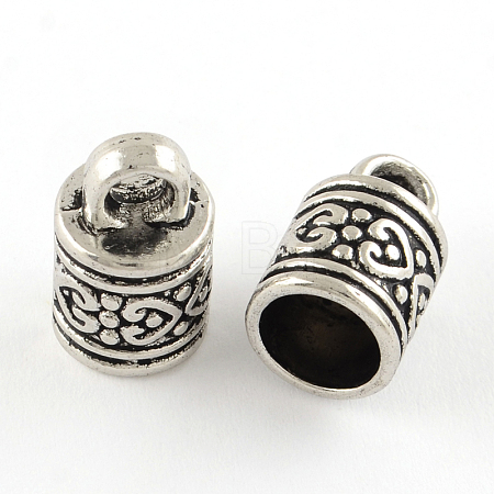 Tibetan Style Column Alloy Cord Ends X-PALLOY-S041-01AS-RS-1
