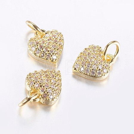 Long-Lasting Plated Brass Micro Pave Cubic Zirconia Charms X-ZIRC-F069-41G-1