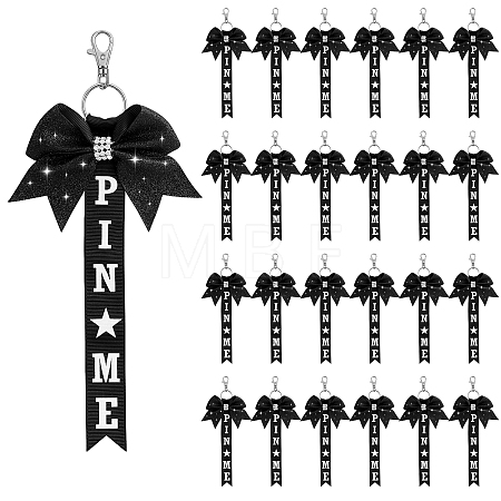24Pcs Polyester & Rhinestone Keychains KEYC-TW0001-01-1