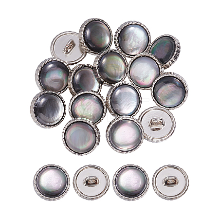 16Pcs 1-Hole Shell Alloy Shank Buttons BUTT-NB0002-03P-1