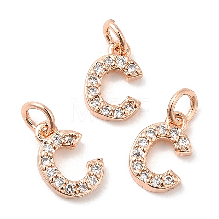 Brass Micro Pave Grade AAA Cubic Zirconia Charms ZIRC-P067-11RG-C-NR-1