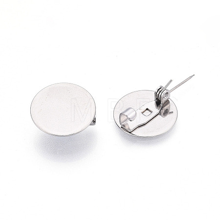304 Stainless Steel Brooch Cabochon Settings X-STAS-E547-08J-P-1