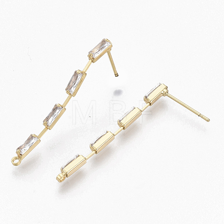 Brass Clear Cubic Zirconia Stud Earring Findings X-KK-N232-13-NF-1