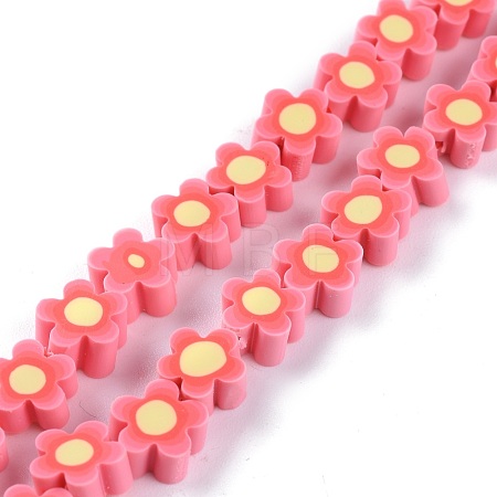 Handmade Flower Polymer Clay Beads Strands CLAY-M003-07K-1
