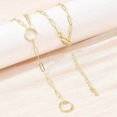 Brass Paperclip Chain Y Lariat Necklaces NJEW-H087-06F-G-1