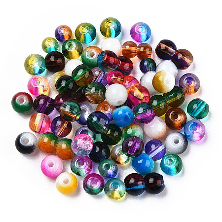 Mixed Style & Mixed Color Round Spray Painted Glass Beads DGLA-X0003-4mm-1