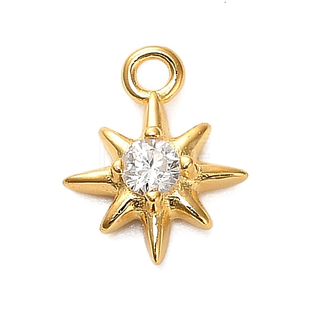 925 Sterling Silver Clear Cubic Zirconia 8-Pointed Star Charms STER-U009-06G-01-1