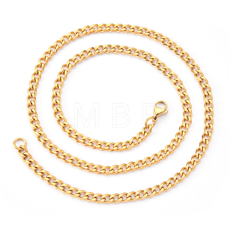 Men's PVD Vacuum Plating 201 Stainless Steel Cuban Chain Necklace NJEW-R257-001C-G-1