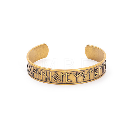 Viking Rune Engraved Pattern 304 Stainless Steel Cuff Bangles for Men WG7ABAB-02-1