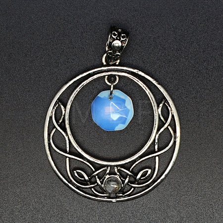 Opalite Faceted Hexagon Pendants PW-WGD21FA-08-1
