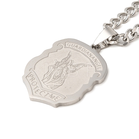201 Stainless Steel Guardian Holy Angel Saint Michael Pendant Twisted Chain Necklaces NJEW-Q002-05P-1