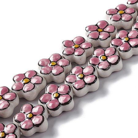 Handmade Porcelain Flower Beads Strands PORC-F003-01F-1