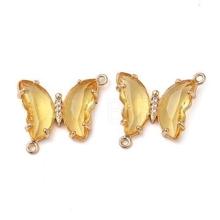 Brass Pave Faceted Glass Connector Charms FIND-Z020-04Q-1