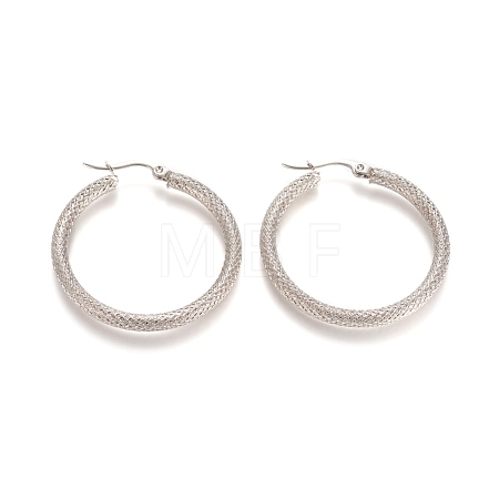Tarnish Resistant 201 Stainless Steel Geometric Hoop Earrings STAS-D171-12A-P-1