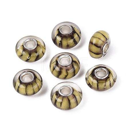 Handmade Lampwork & Brass Core European Beads LAMP-N044-01S-04-1