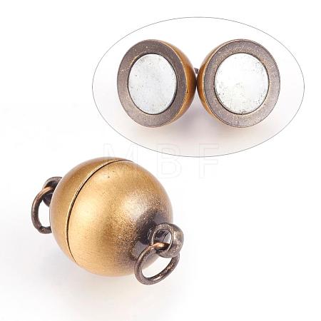 Brass Magnetic Clasps with Loops KK-K176-04AB-1