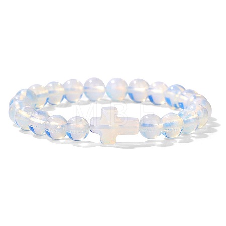 Opalite Round Beads Stretch Bracelets LS-YG0612-15-1