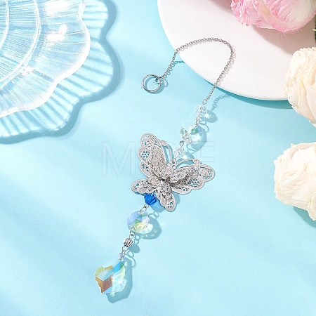 Glass Teardrop Hanging Suncatchers HJEW-JM04755-01-1