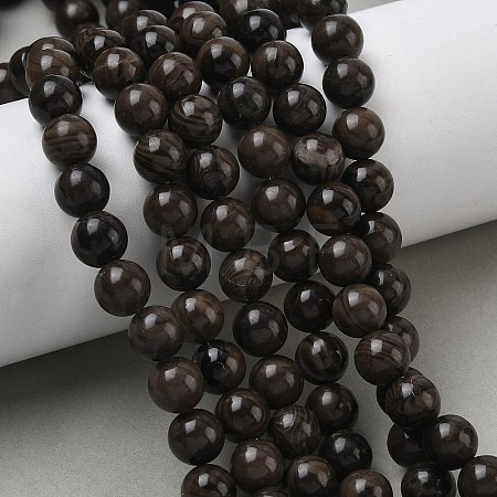 Natural Wood Lace Stone Wooden Jasper Beads Strands G-K365-F03-8mm-1