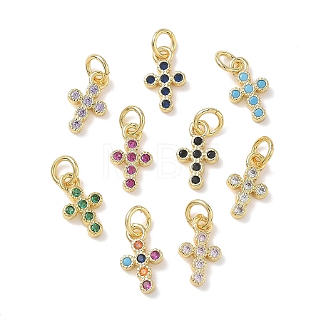 Brass Micro Pave Cubic Zirconia Charms KK-L268-015G-B-1