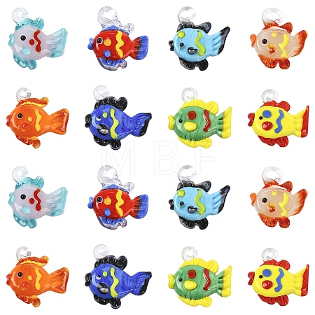 8Pcs 8 Colors Handmade Lampwork Pendants LAMP-YW0004-33-1