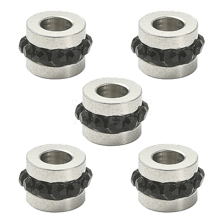 201 Stainless Steel Polymer Clay Rhinestone Inlaid Beads RB-YW0001-11B-1