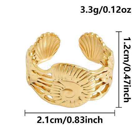 Ocean Animals 304 Stainless Steel Cuff Open Rings OU3325-14-1