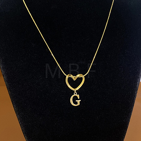 304 Stainless Steel Heart with Initial Pendant Necklaces for Women FS-WG4DC9E-07-1