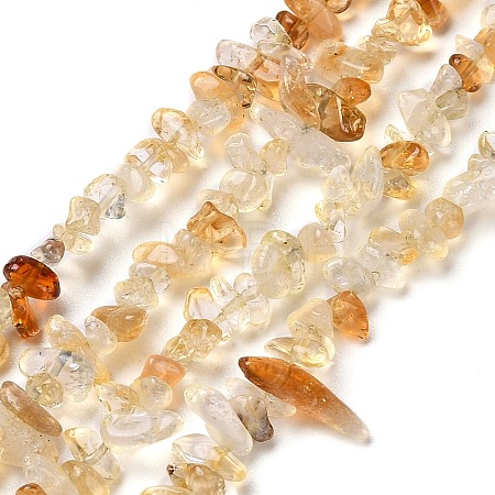 Heated Natural Citrine Chip Beads Strands G-D093-A04-1
