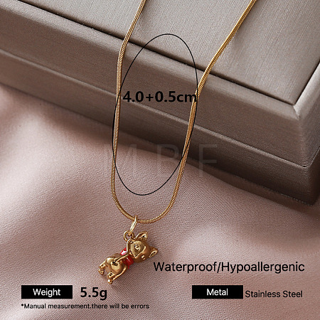 Vintage 304 Stainless Steel Cat Shape Pendant Necklaces for Women HM0119-2-1