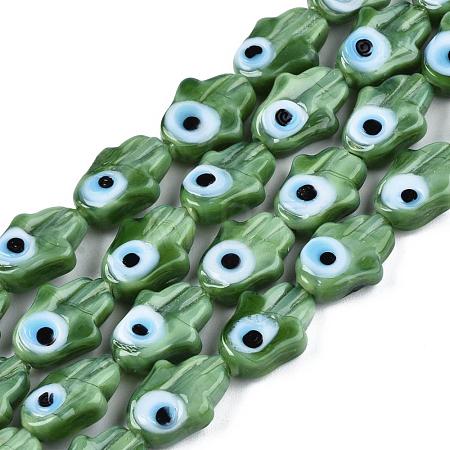 Handmade Evil Eye Lampwork Beads Strands LAMP-WH0006-06A-1