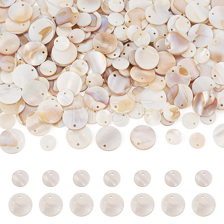 200Pcs 2 Styles Natural Freshwater Shell Disc Charms BSHE-TA0001-33-1