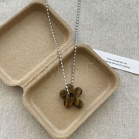 304 Stainless Steel & Natural Tiger Eye Beads Pendant Long Necklaces WGA14F7-01-1