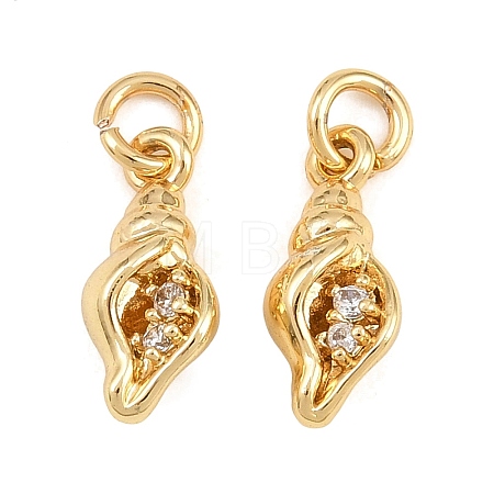 Brass Micro Pave Clear Cubic Zirconia Charms KK-Q085-02G-G-1
