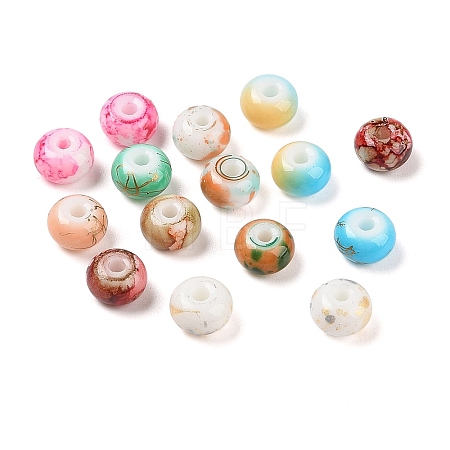 Opaque Spray Painted Glass Beads GLAA-G118-01-1