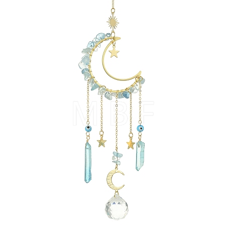 Moon & Star Brass Hanging Ornaments HJEW-TA00095-02-1