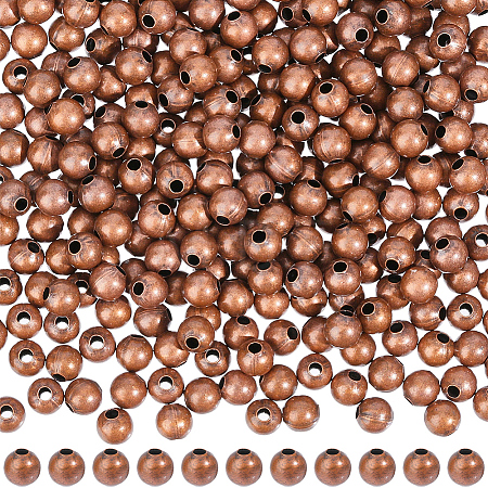 600Pcs Brass Smooth Round Beads KK-PA0001-17-1